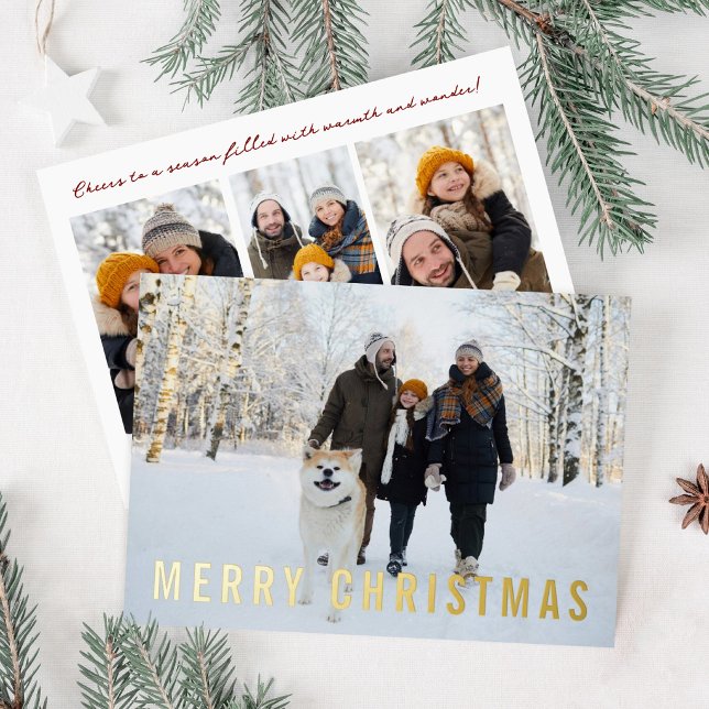 Tarjeta de Navidad de Foto con Hojas de Oro (Subido por el creador)
