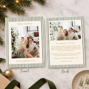 Tarjeta de Navidad de Foto con Raya Estrecha Verde