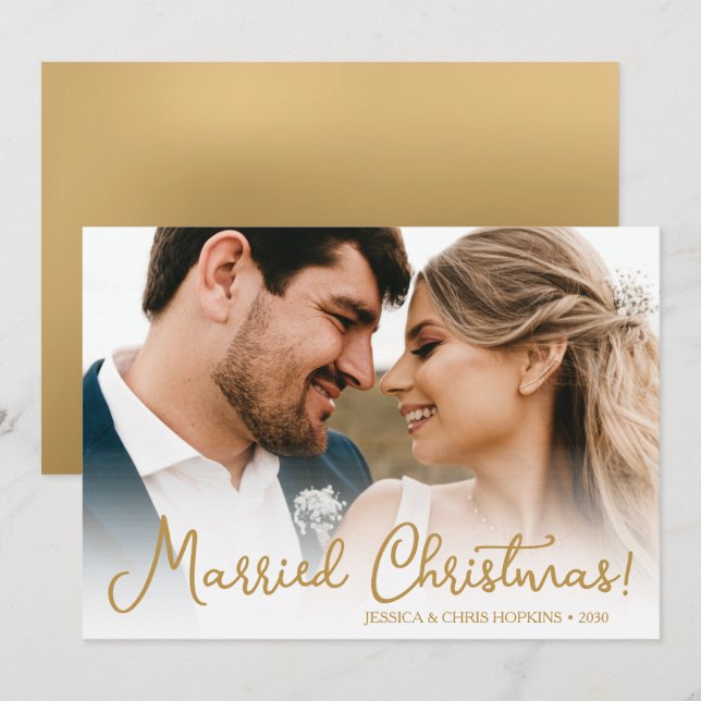 Tarjeta de Navidad de Foto de Boda (Anverso / Reverso)