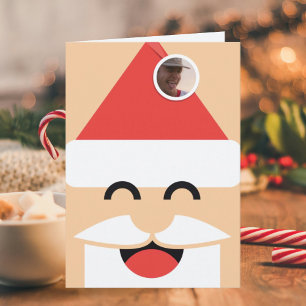 Tarjeta de Navidad de Foto de Cara de Santa Doble