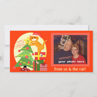 Tarjeta de Navidad de foto de gato personalizada p
