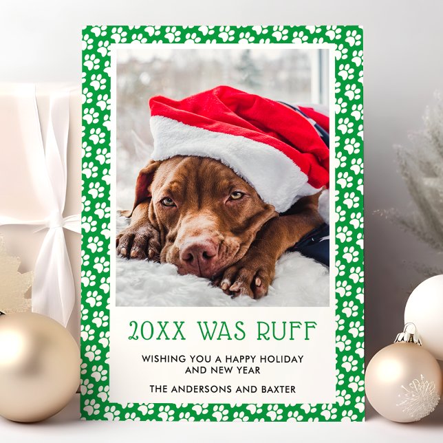 Tarjeta de Navidad de foto de mascota verde 'Este  (Subido por el creador)