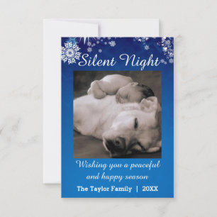 Tarjeta de Navidad de foto de nieve azul Silent Ni