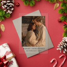 Tarjeta de Navidad de Foto de Pareja Simple y Eleg
