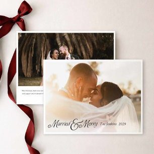 Tarjeta de Navidad de Foto de Recién Casados Casad