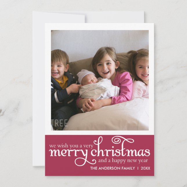 Tarjeta de Navidad de Foto de Tipografía (Anverso)