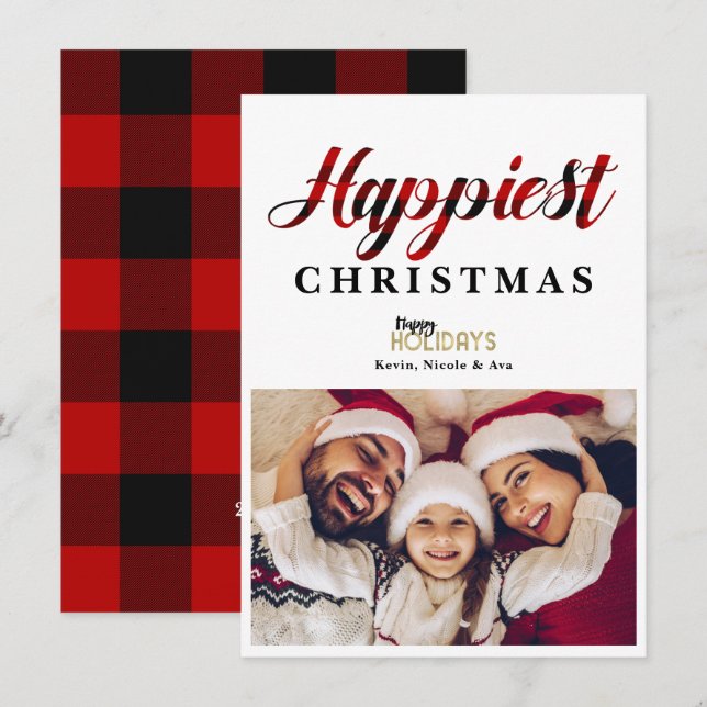 Tarjeta de Navidad de foto de vacaciones de cuadro (Anverso / Reverso)