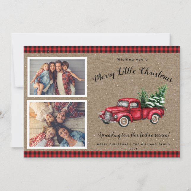 Tarjeta de Navidad de Foto del Árbol de Camión de  (Anverso)