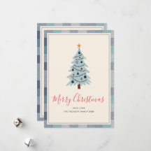 Tarjeta de Navidad de Foto Escandinava Azul Gris M