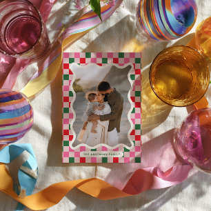 Tarjeta de Navidad de Foto Familiar con Cuadros Re