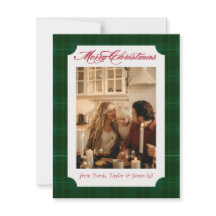Tarjeta de Navidad de Foto Familiar de Franela a C