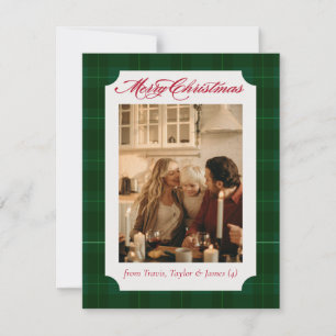 Tarjeta de Navidad de Foto Familiar de Franela a C