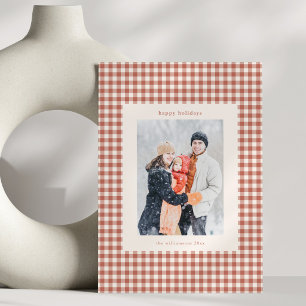 Tarjeta de Navidad de Foto Familiar en Cuadros de 
