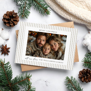 Tarjeta de Navidad de foto moderna con raya de lin