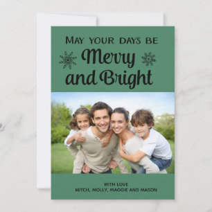 Tarjeta de Navidad de foto verde Alegre y Brillant