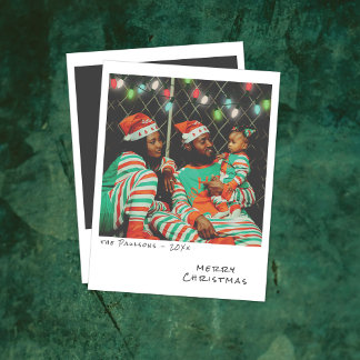Tarjeta de Navidad de Foto Vintage - Luces Multico