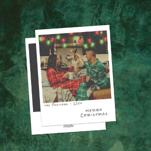 Tarjeta de Navidad de Foto Vintage - Luces Rojas y