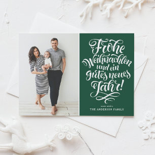 Tarjeta de Navidad de Fotografía Caligrafía Verde
