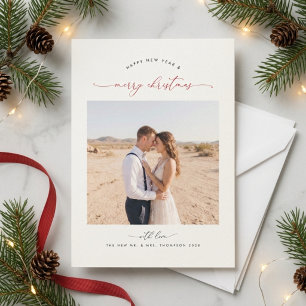 Tarjeta de Navidad de Fotografía de Casados con Ca
