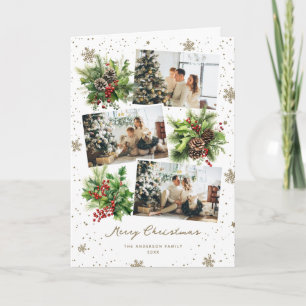 Tarjeta de Navidad de Fotos de Copos de Nieve de B