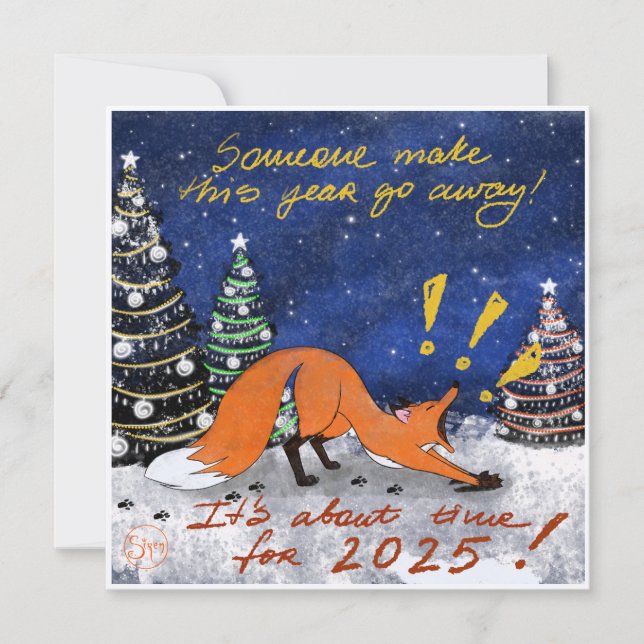Tarjeta de navidad de Fox enfadada (Anverso)