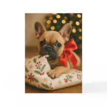 Tarjeta de Navidad de Frenchie – Cachorro en Almoh