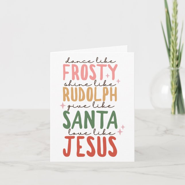 Tarjeta de Navidad de Frosty Rudolph Santa Jesús F (Anverso)