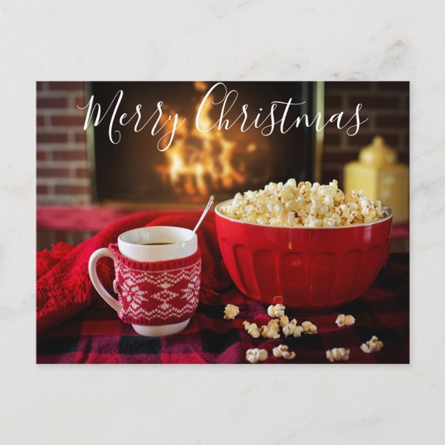 Tarjeta de Navidad de Fuego Acogedor Navideño (Anverso)