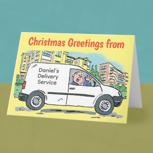 Tarjeta de Navidad de Furgoneta Blanca del Servici