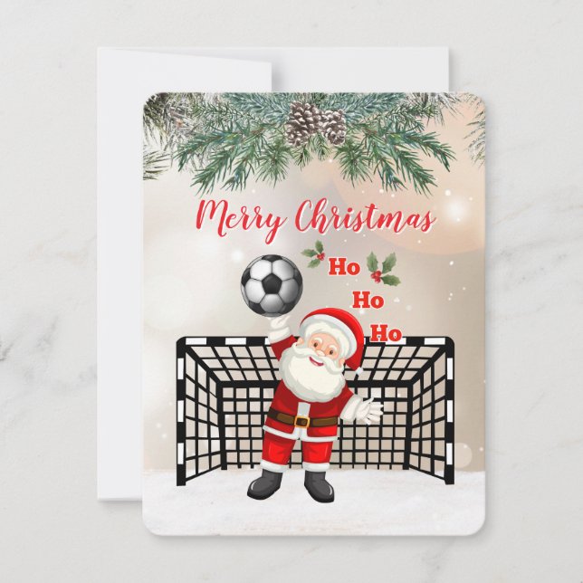 Tarjeta de Navidad de Fútbol Santa Fútbol (Anverso)