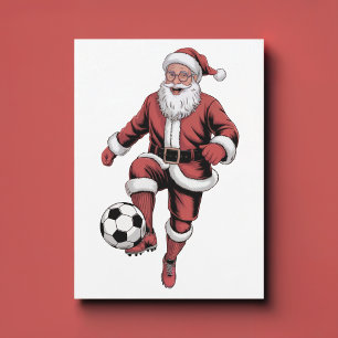 Tarjeta de Navidad de Fútbol Soccer de Santa Casad