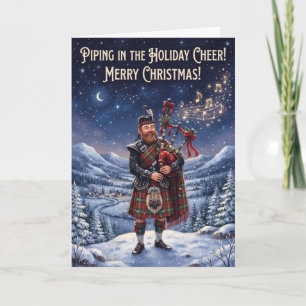 Tarjeta de Navidad de Gaitero Escocés
