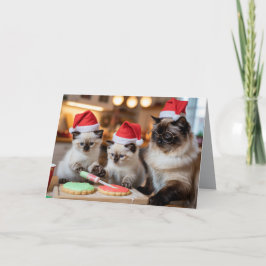 Tarjeta de Navidad de Galleta de Gato Siamés Lindo
