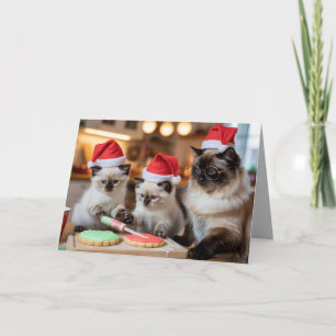 Tarjeta de Navidad de Galleta de Gato Siamés Lindo