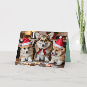 Tarjeta de Navidad de Galletas de Corgi Adorable