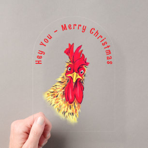 Tarjeta de Navidad de Gallo Divertido - Texto Pers