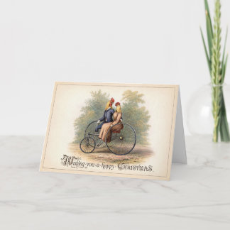 Tarjeta de Navidad de gallo y gallina vintage