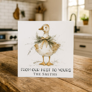 Tarjeta de Navidad de ganso pato rústico