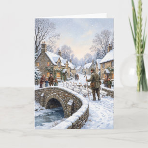 Tarjeta de Navidad de Gansos del Pueblo Victoriano