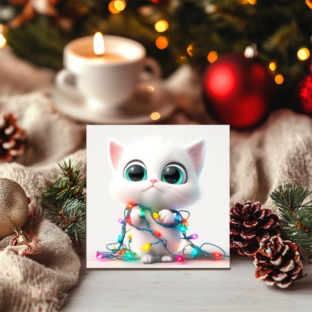 Tarjeta de Navidad de Gatito de Ojos Brillantes y  (Subido por el creador)