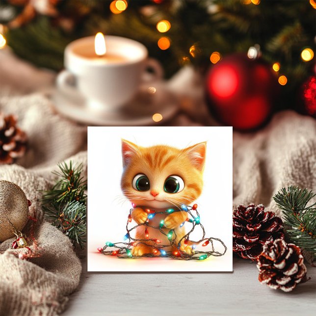 Tarjeta de Navidad de Gatito Naranja Atrapado en L (Subido por el creador)