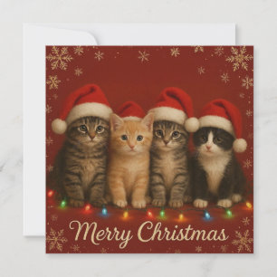 Tarjeta de Navidad de gatitos lindos.