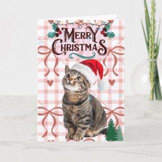 Tarjeta de Navidad de Gato Atigrado Adorable