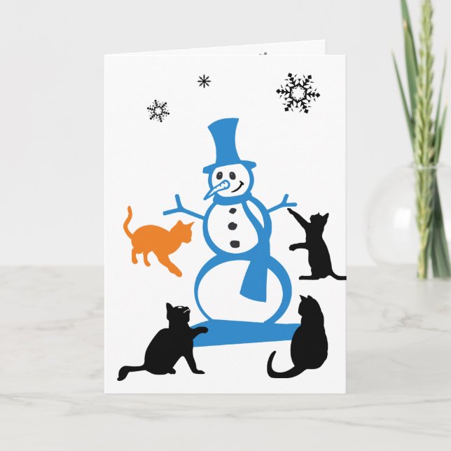 Tarjeta de Navidad de gato "Caminando en un país d (Anverso)