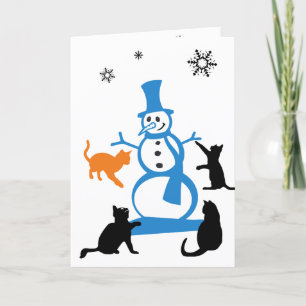 Tarjeta de Navidad de Gato "Caminando en un País M