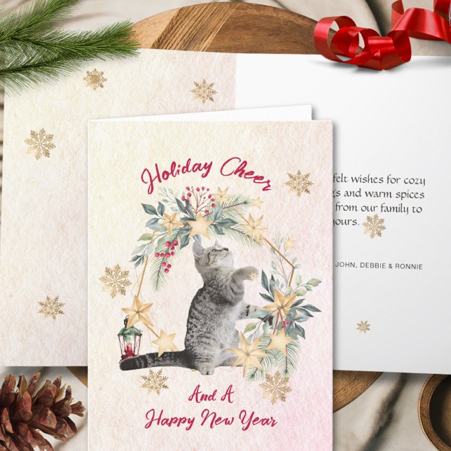 Tarjeta de Navidad de Gato con Acuarela – Diseño d (Subido por el creador)