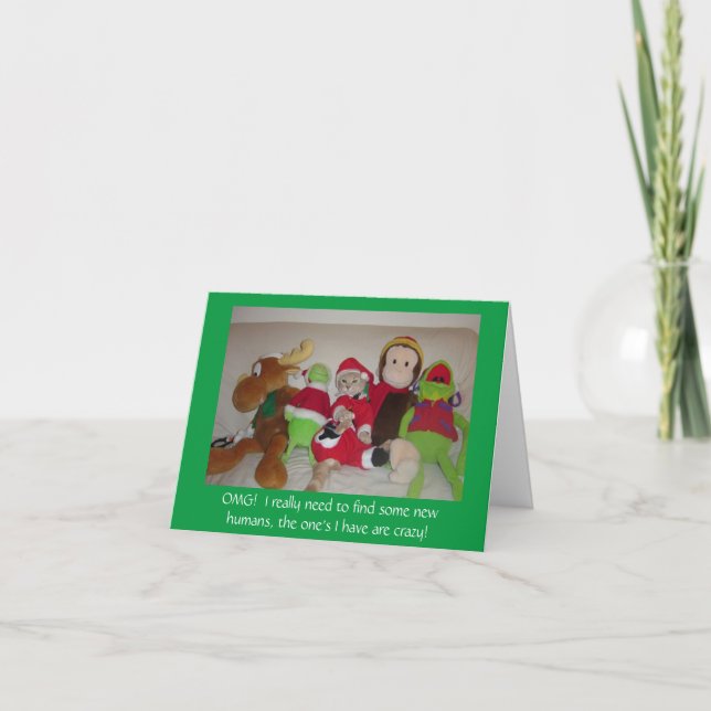 Tarjeta de Navidad de Gato de Santa Divertido Tien (Anverso)