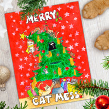 Tarjeta de Navidad de gato divertido