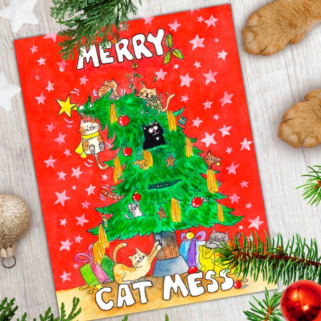 Tarjeta de Navidad de gato divertido (Subido por el creador)