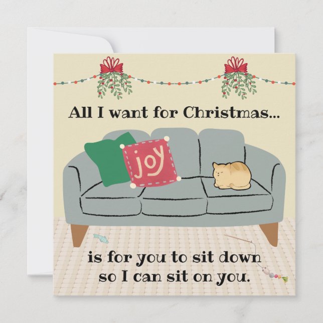 Tarjeta de navidad de gato, gato de Naranja cortad (Anverso)